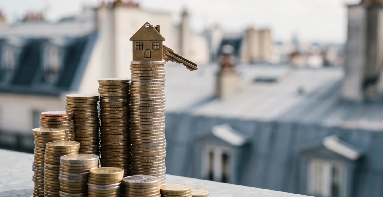 Illustration symbolique d'une progression d'épargne vers un apport immobilier de 30 000 euros en 18 mois