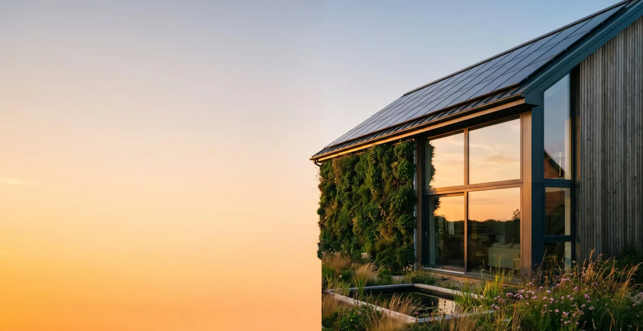Maison eco-responsable au design contemporain symbolisant la valeur immobiliere durable dans le temps