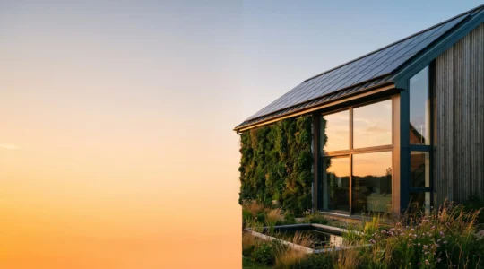 Maison eco-responsable au design contemporain symbolisant la valeur immobiliere durable dans le temps