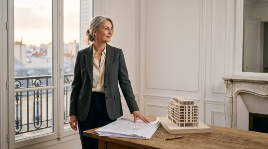 Investisseur immobilier analysant une stratégie de défiscalisation locative dans un intérieur lumineux et épuré